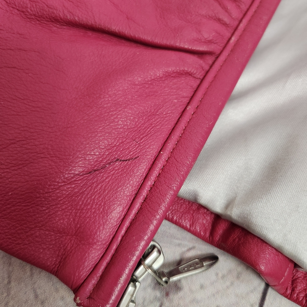 Wilsons Leather Raspberry Pink Fitted Moto Jacket - Picture 4 of 5